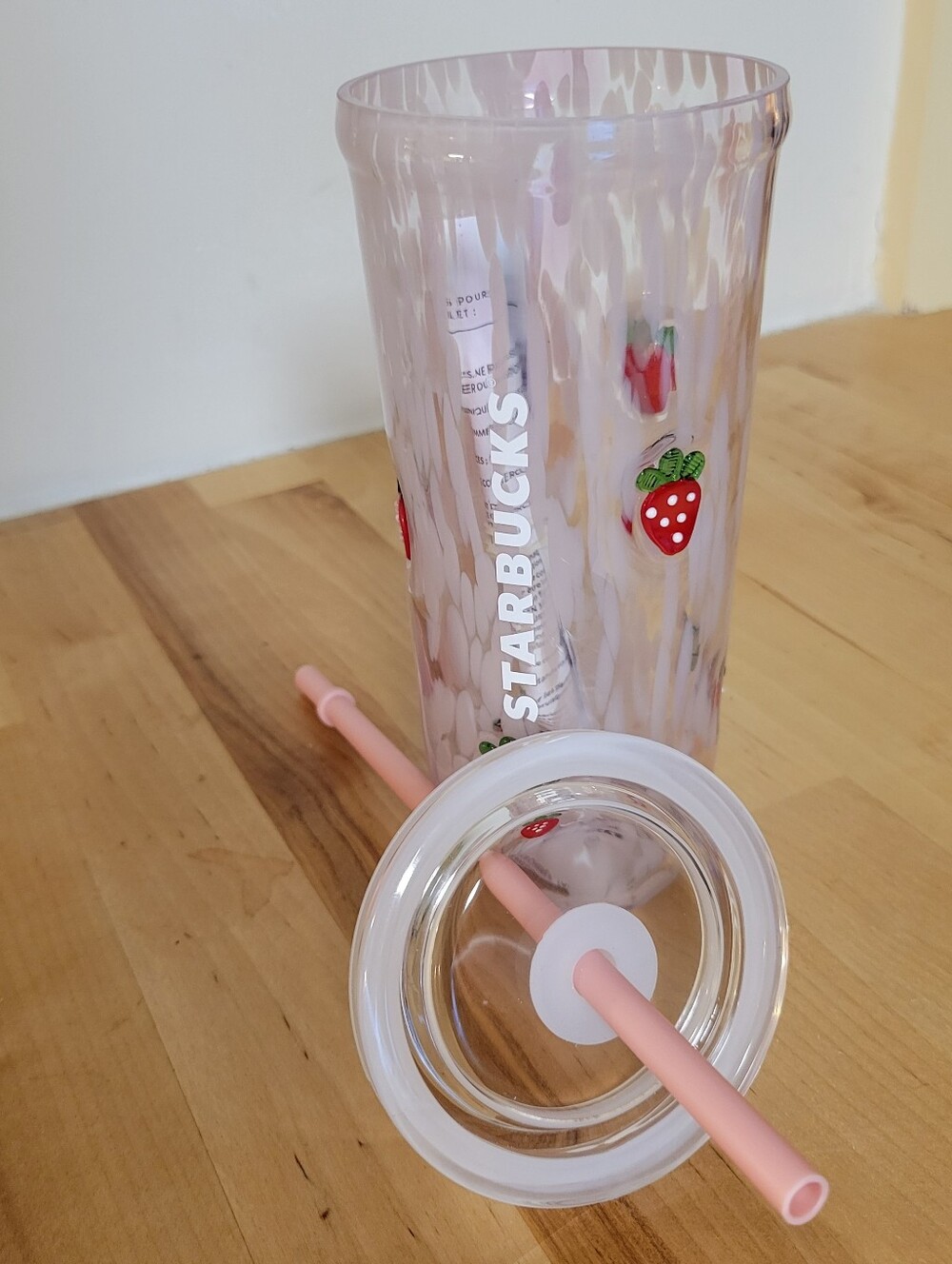 Starbucks Pink Strawberry 16oz Glass Tumbler with Straw - Picture 9 of 9
